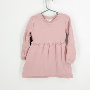 Mango Pink Pleated Long Sleeve Sweater Dress